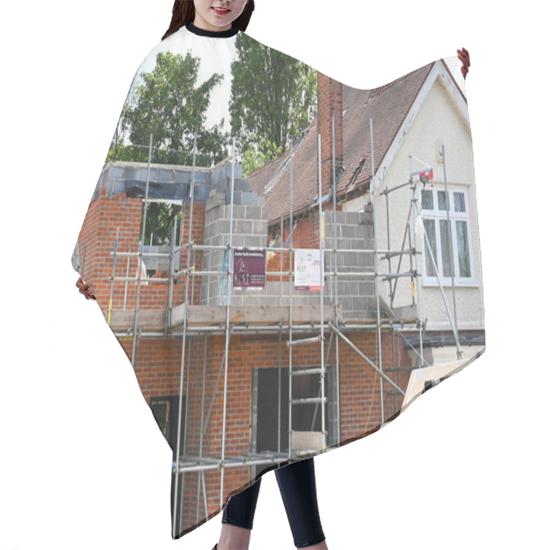 Personality  Poole, England - June 2021: Extension Being Added To A Detached House In The Sandbanks Area Of Pooler. Hair Cutting Cape