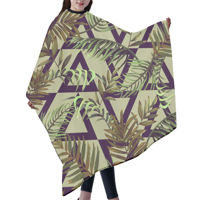 Personality  Seamless Pattern With Palm Leaves And Triangles Hair Cutting Cape