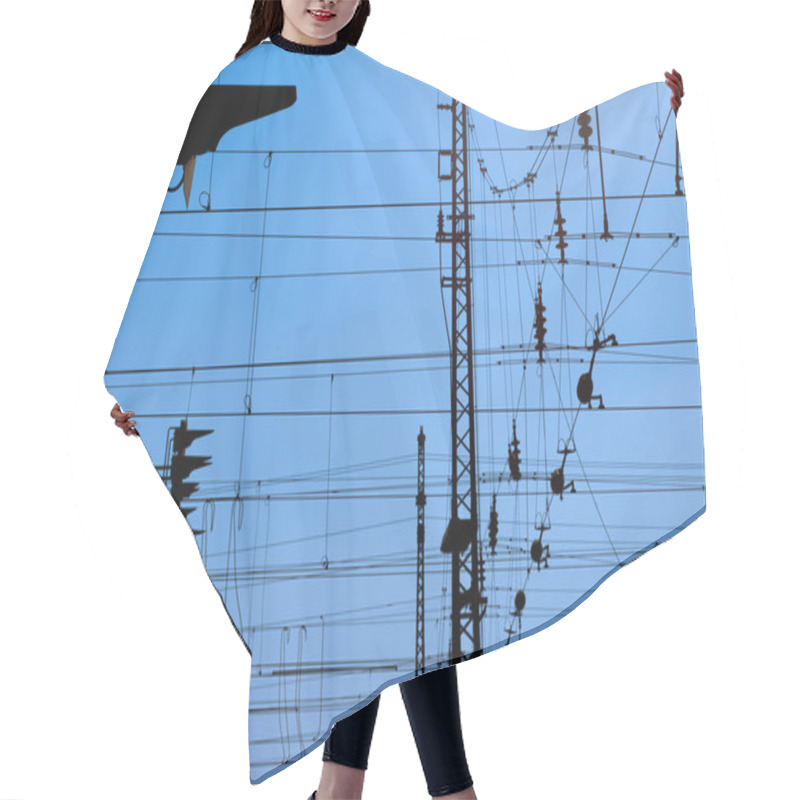 Personality  Railway Signal And Overhead Wiring Hair Cutting Cape