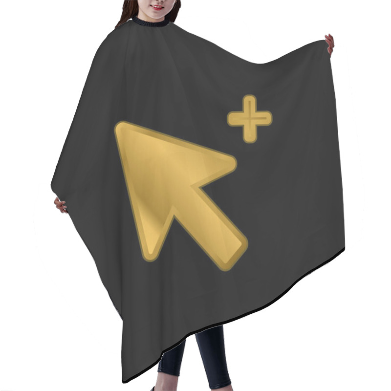 Personality  Add Selection Cursor Gold Plated Metalic Icon Or Logo Vector Hair Cutting Cape