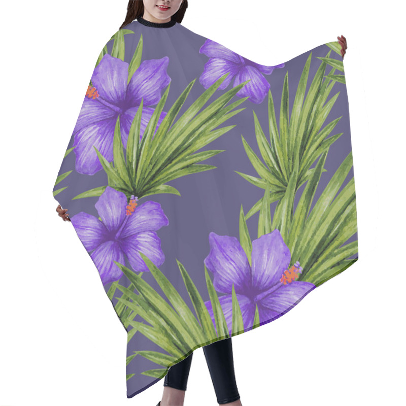 Personality  Flowers And Palm Leaves Pattern Hair Cutting Cape