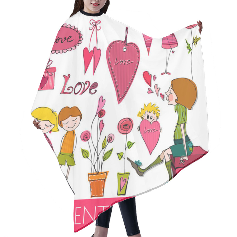 Personality  Set Of Valentine's Day Elements Hair Cutting Cape