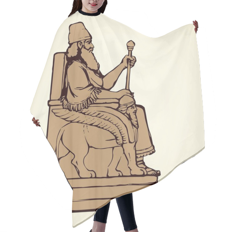 Personality  Golden Idol Of Nebuchadnezzar. Vector Drawing Hair Cutting Cape