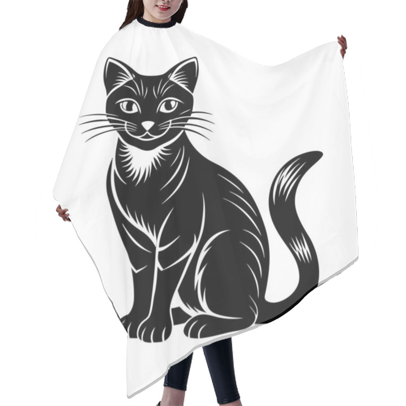 Personality  Cat Vector Illustration Showcasing A Stylized And Playful Design Of A Cat, Ideal For Pet-related Projects, Animal Graphics, And Playful Decor In Various Creative Applications Hair Cutting Cape