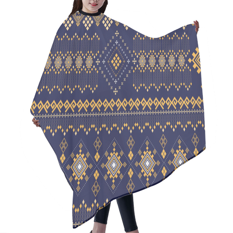 Personality  Diamond And Square Shape Geometric Pattern In Native Fabric And Carpet, Vector Illustration Design Hair Cutting Cape