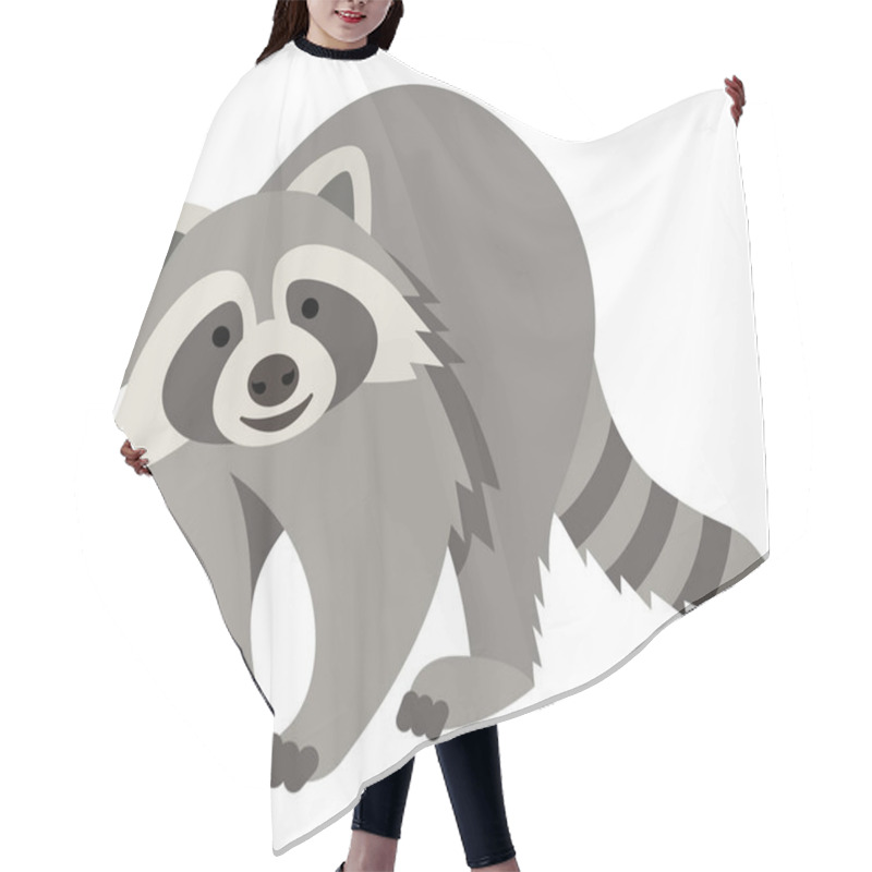 Personality  Cute Smiling Raccoon Cartoon Illustration Hair Cutting Cape