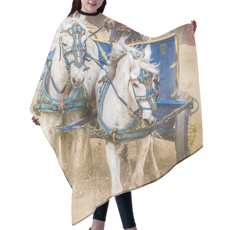 Personality  Combat, Roman Chariot In A Fight Of Gladiators, Bloody Circus Hair Cutting Cape