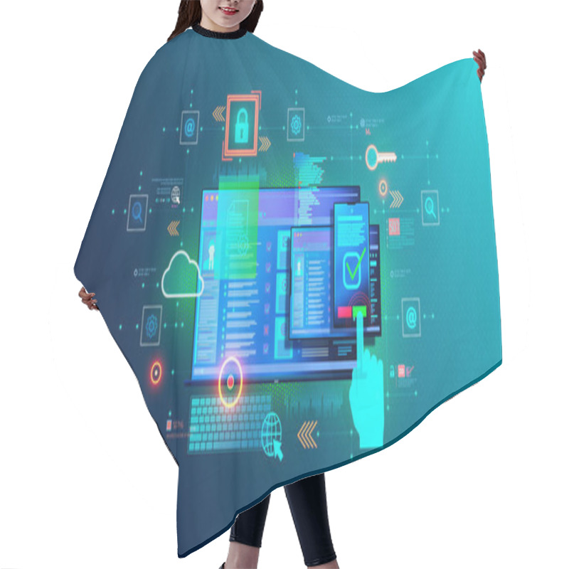 Personality  Consent Management Platform - Software Solution That Helps Organizations Manage User Consents And Preferences In Compliance With Data Privacy Regulations - Conceptual Illustration Hair Cutting Cape