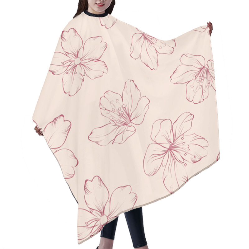 Personality  Cherry Blossom Seamless Pattern. Hair Cutting Cape