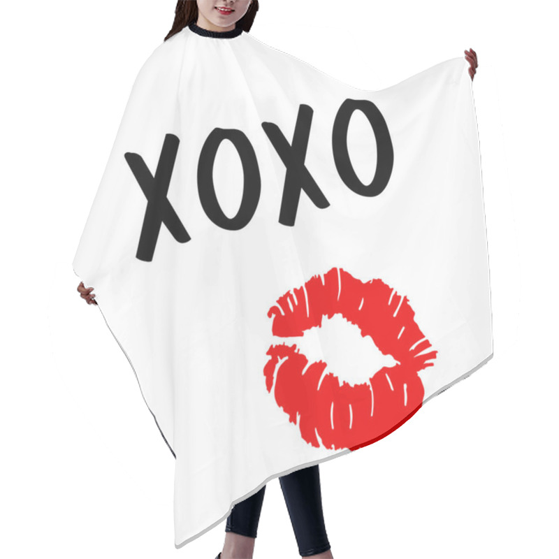 Personality  XOXO - Hugs And Kisses . Lip Kiss. Red Female Lips. Valentines Day. Vector Hair Cutting Cape