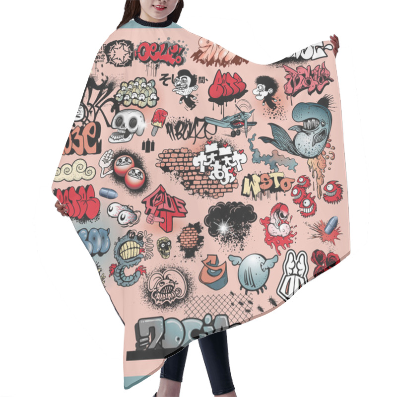 Personality  Graffiti Striit Art Elements Hair Cutting Cape