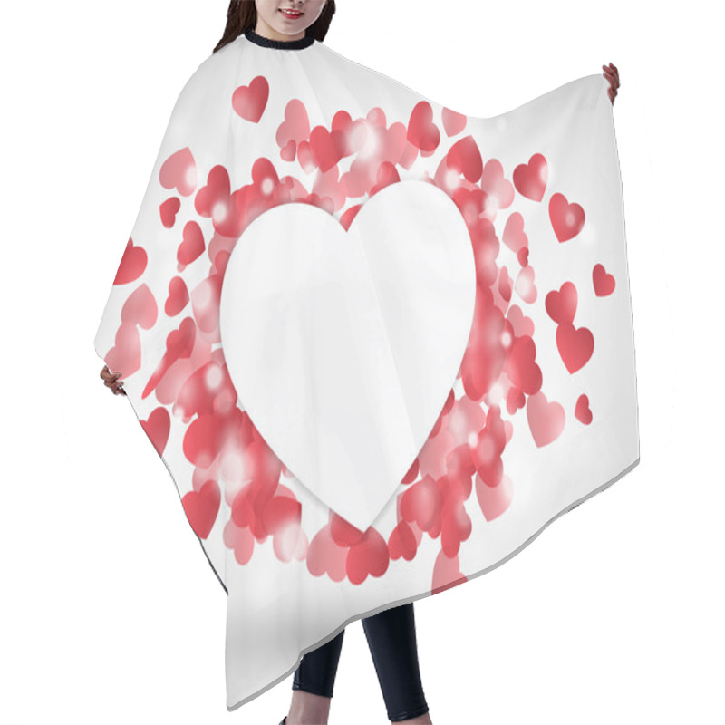 Personality  Valentine Heart As Paper In Front Of Red Little Hearts Hair Cutting Cape