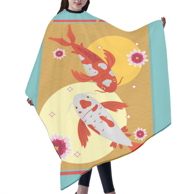 Personality  Banner With Koi Carps Hair Cutting Cape