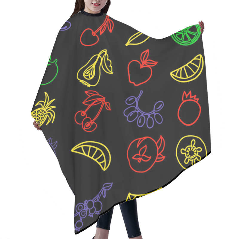 Personality  Hand Drawn Neon Collection Of Cartoon Fruits Hair Cutting Cape