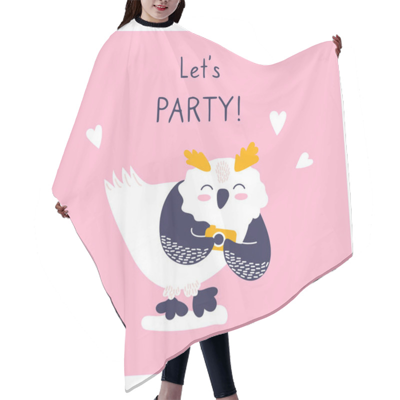 Personality  Cute Cartoon Owl, Let's Party Card Hair Cutting Cape