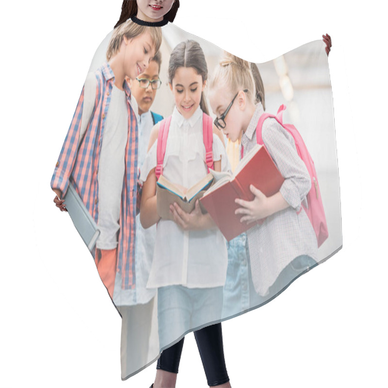 Personality  Happy Scholars Looking At Book Hair Cutting Cape