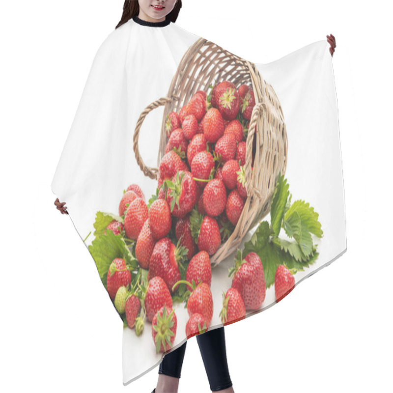 Personality  Strawberries In A Wicker Basket. Isolate On White Background Hair Cutting Cape