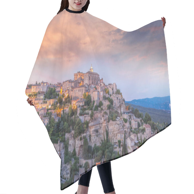 Personality  Famous Old Village Gordes In Provence Against Sunset In France Hair Cutting Cape