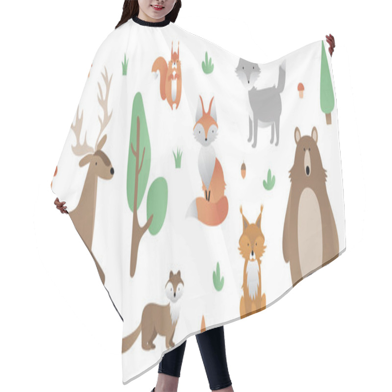 Personality  Vector Set Of Animals And Trees Hair Cutting Cape