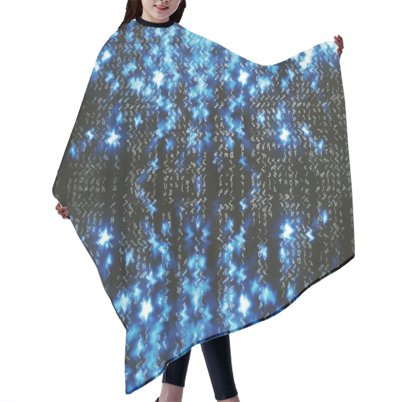 Personality  Blue Matrix Digital Background. Abstract Cyberspace Concept. Characters Fall Down. Matrix From Symbols Stream. Virtual Reality Design. Complex Algorithm Data Hacking. Cyan Digital Sparks. Hair Cutting Cape