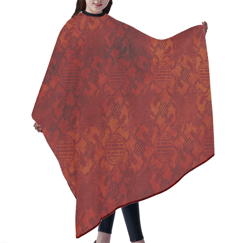 Personality  Chinese Red Textured Pattern In Filigree Hair Cutting Cape