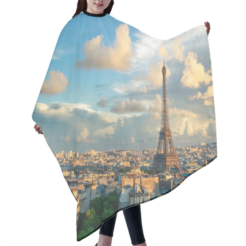 Personality  Skyline Of Paris With Eiffel Tower In France At Dusk Hair Cutting Cape