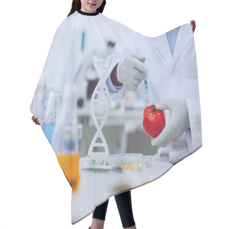 Personality  Clever Determined Scientist Testing Tomatoes Hair Cutting Cape