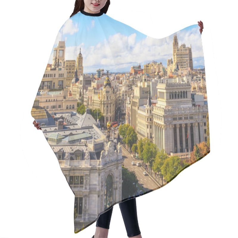 Personality  Madrid Cityscape And Aerial View Of Of Gran Via Shopping Street, Hair Cutting Cape