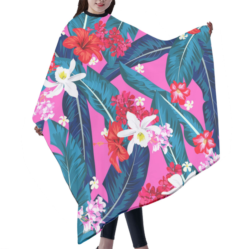 Personality  Seamless Tropical Bright Pattern For Textile Hair Cutting Cape