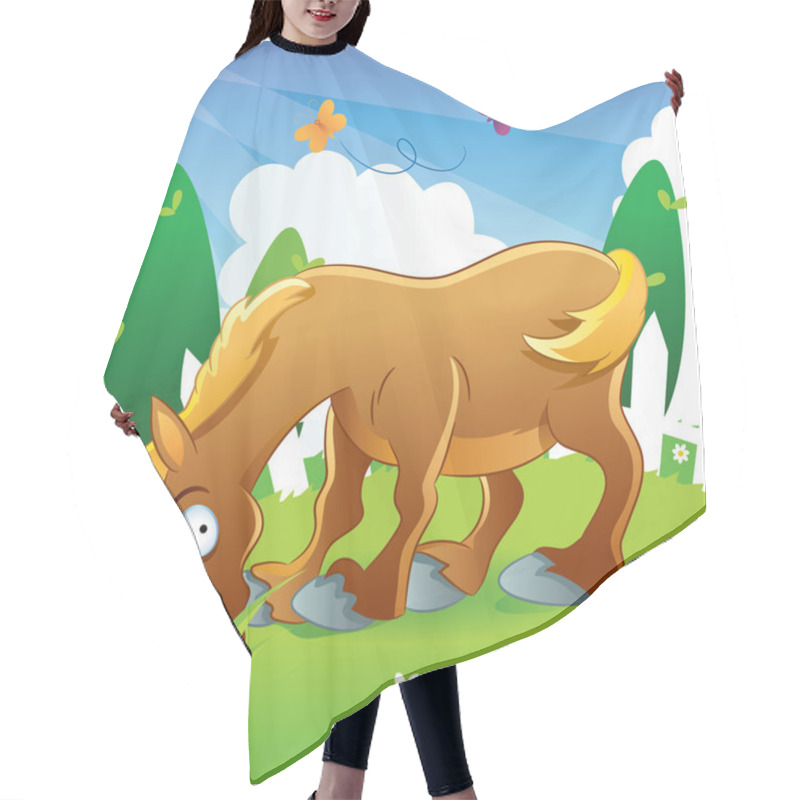 Personality  Horse Illustration Cartoon Hair Cutting Cape