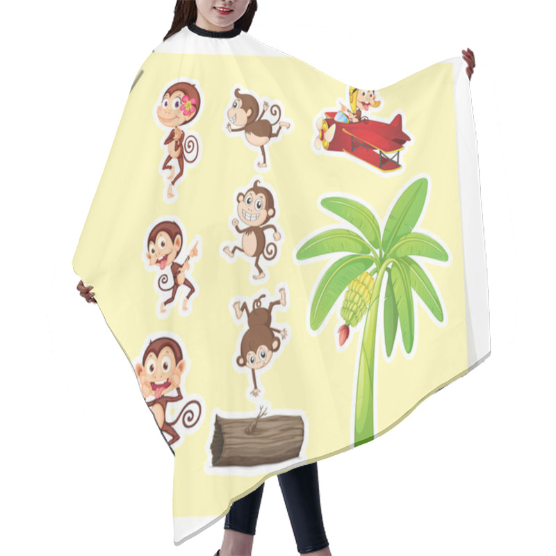 Personality  Monkeys And Banana Tree Hair Cutting Cape