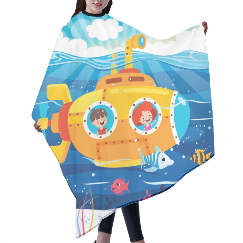 Personality  Cartoon Submarine Under The Sea Hair Cutting Cape