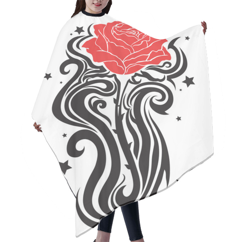 Personality  Elegant Rose Tattoo Hair Cutting Cape