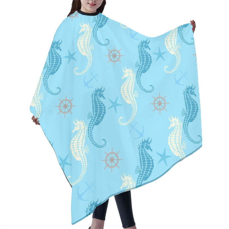 Personality  Seamless Pattern Of Sea Animals Hair Cutting Cape