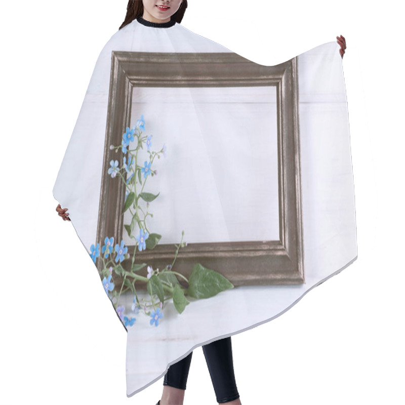 Personality  Me-nots Flowers Bouquet And Photo Frame Hair Cutting Cape