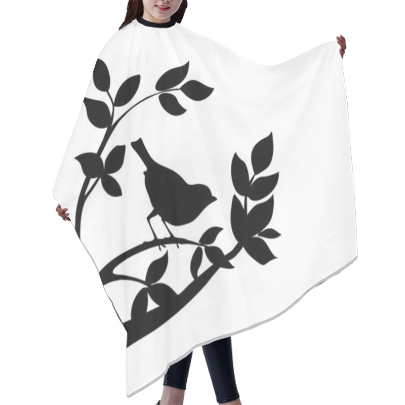 Personality  Vector Silhouette Bird On Tree Hair Cutting Cape