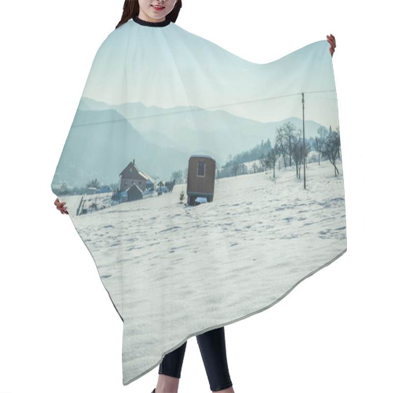 Personality  Winter Landscape With Village Houses Hair Cutting Cape