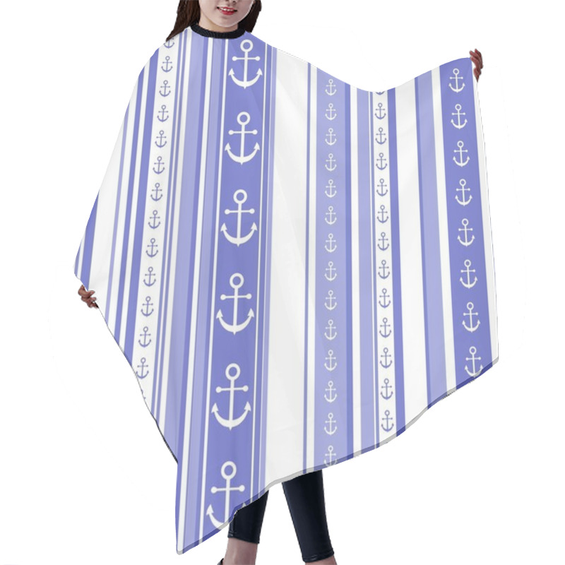 Personality  Seamless Striped Pattern With Anchor Motif Hair Cutting Cape