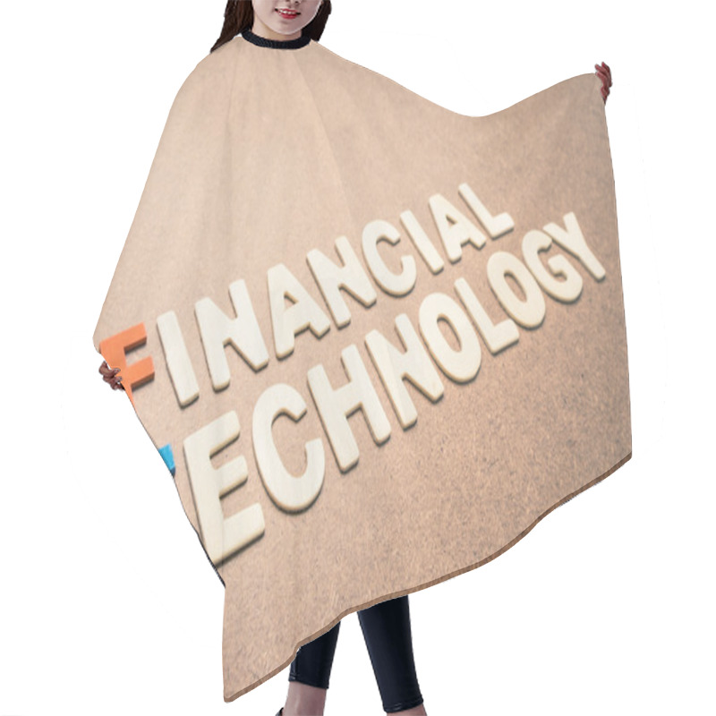 Personality  Financial Technology Wording On Brown Background Hair Cutting Cape