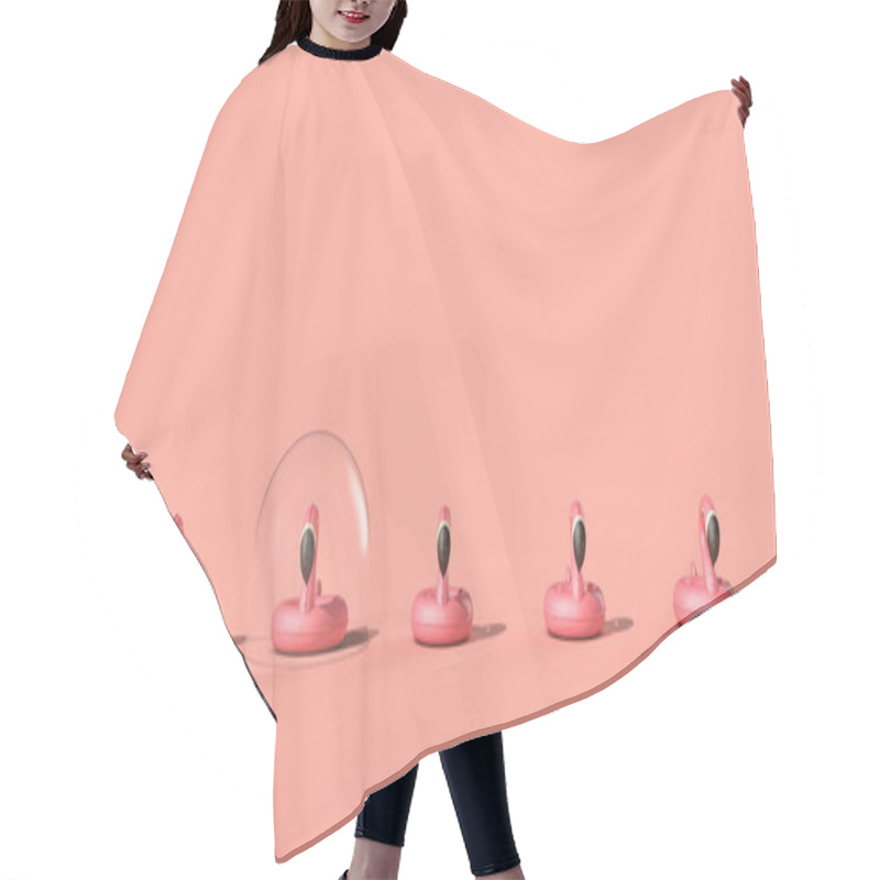 Personality  Coronavirus Holiday Travel Bubble. Flamingo In A Protective Bubble 3D Rendering Hair Cutting Cape