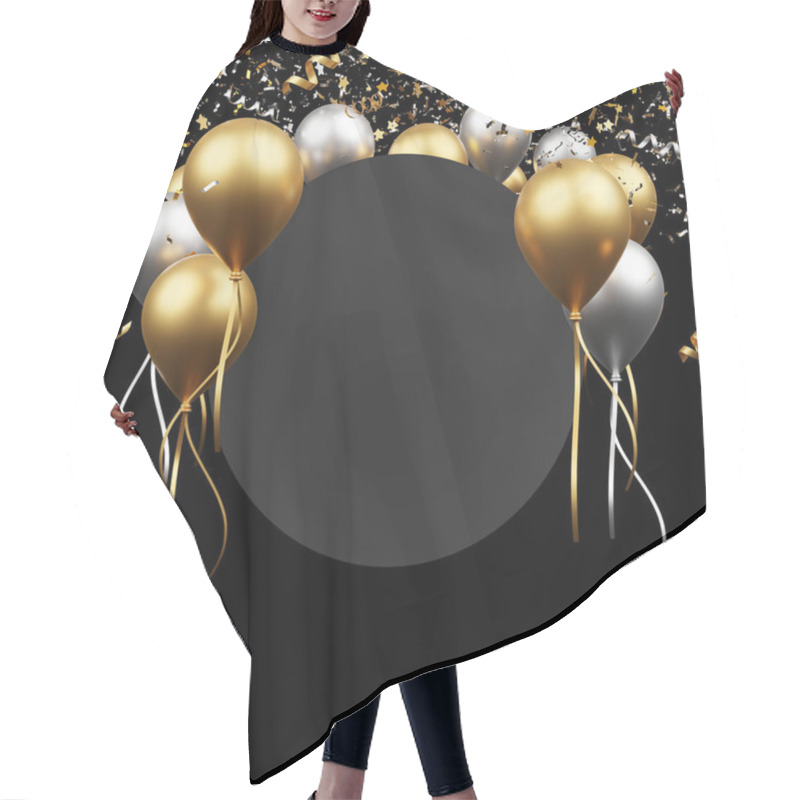 Personality  Black Friday Sale Concept Design Of Blank Black Paper And Luxury Balloons With Foil Confetti Falling 3d Render Hair Cutting Cape