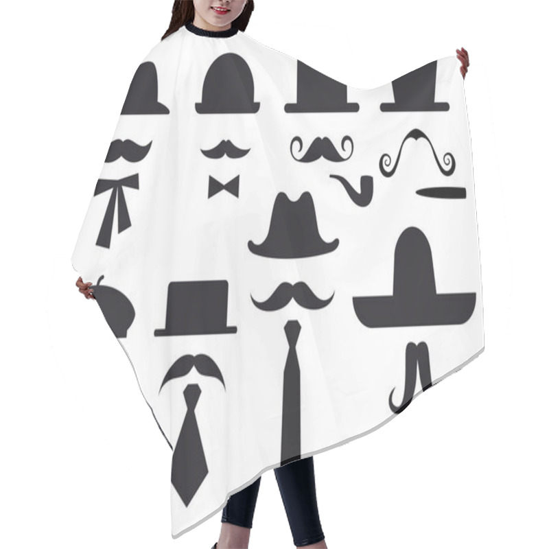 Personality  Mustache And Hats, Vector Set Hair Cutting Cape