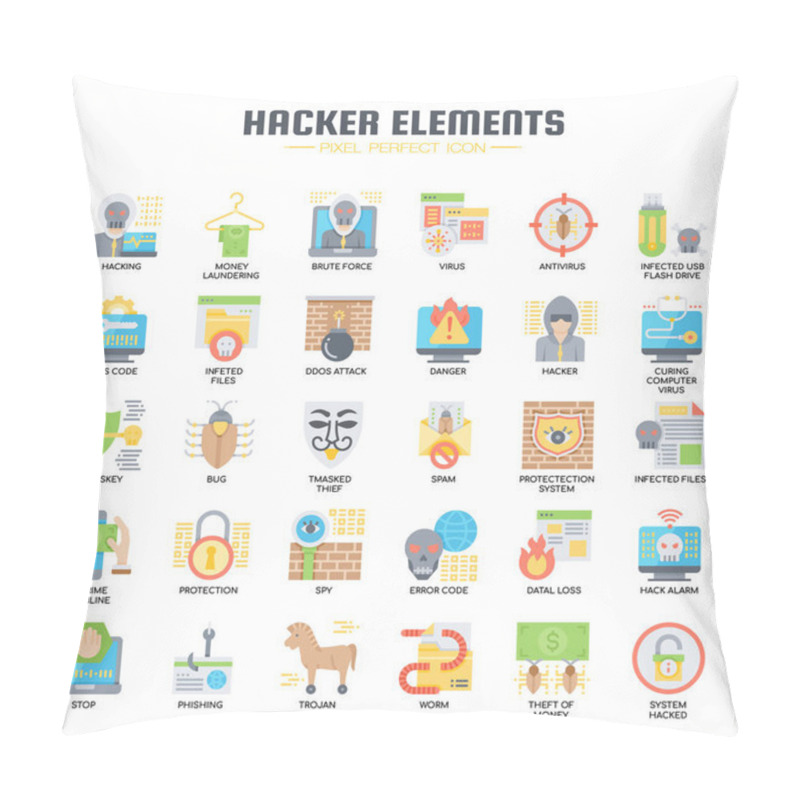 Personality  Hacker Elements , Thin Line And Pixel Perfect Icons Pillow Covers