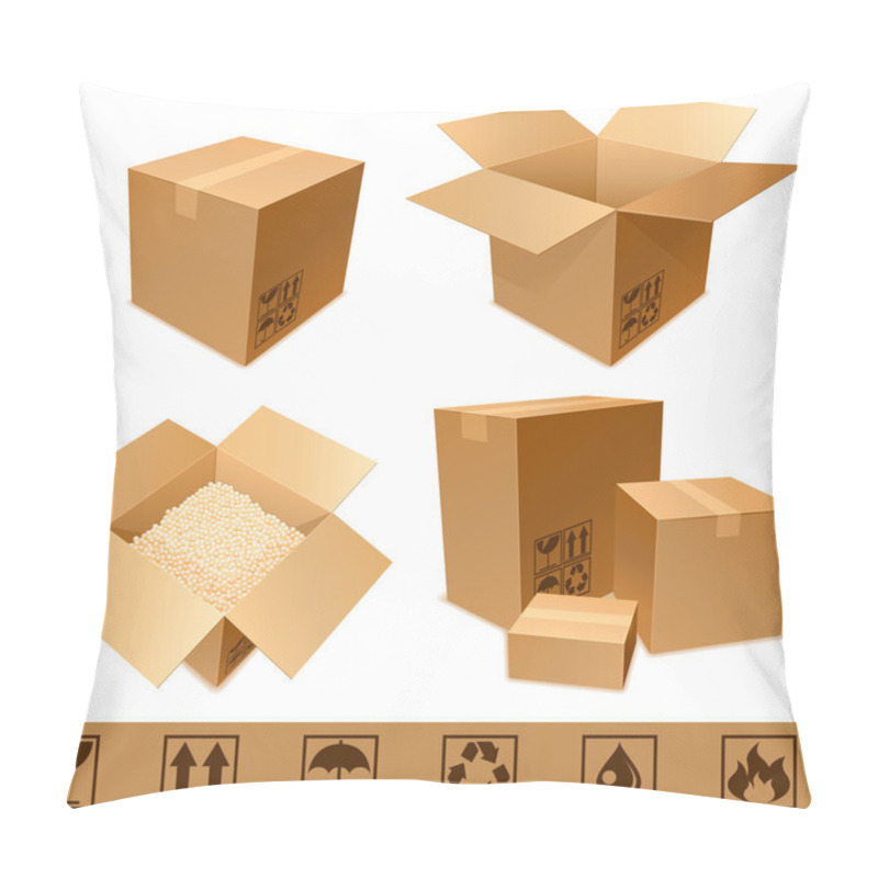 Personality  Set Of Cargo Cardboard Boxes And Signs. Pillow Covers