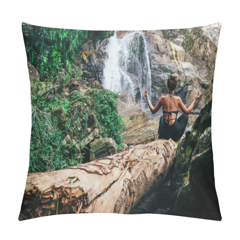 Personality   The Girl Meditates At Falls Pillow Covers