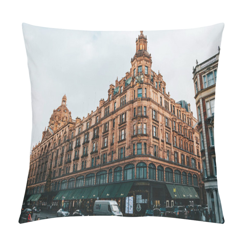 Personality  London, UK/Europe; 21/12/2019: The Famous Harrods Luxury Department Store At Knightsbridge District, London Pillow Covers