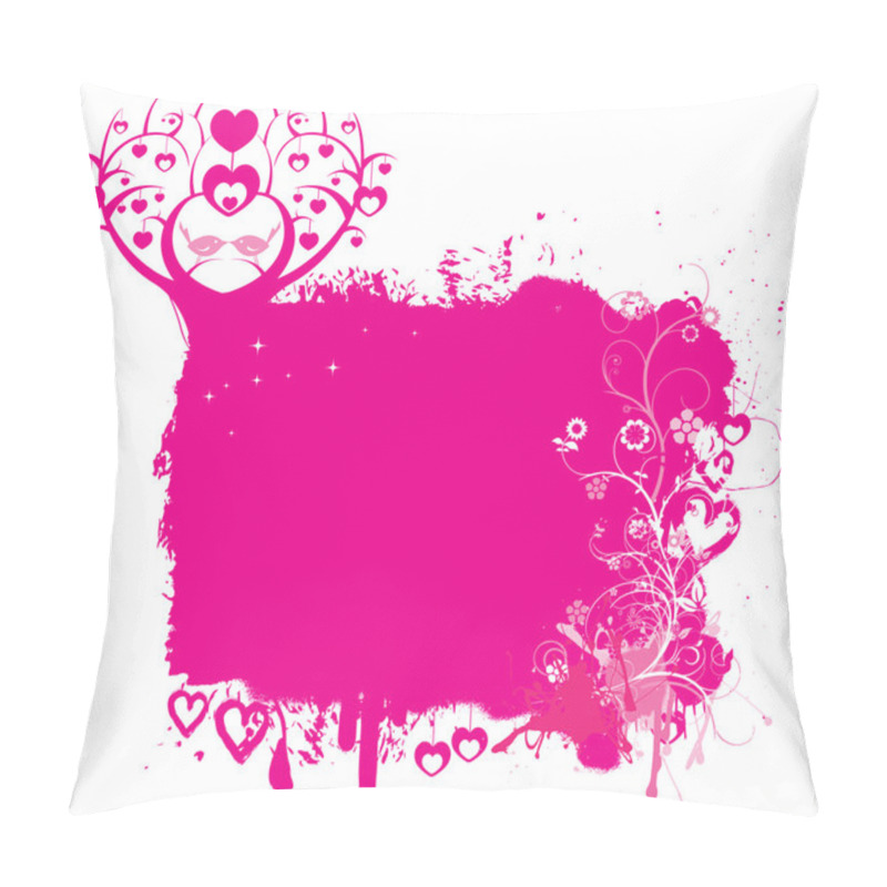 Personality  Pink Floral And Grunge Background With Love Birds In A A Tree Pillow Covers