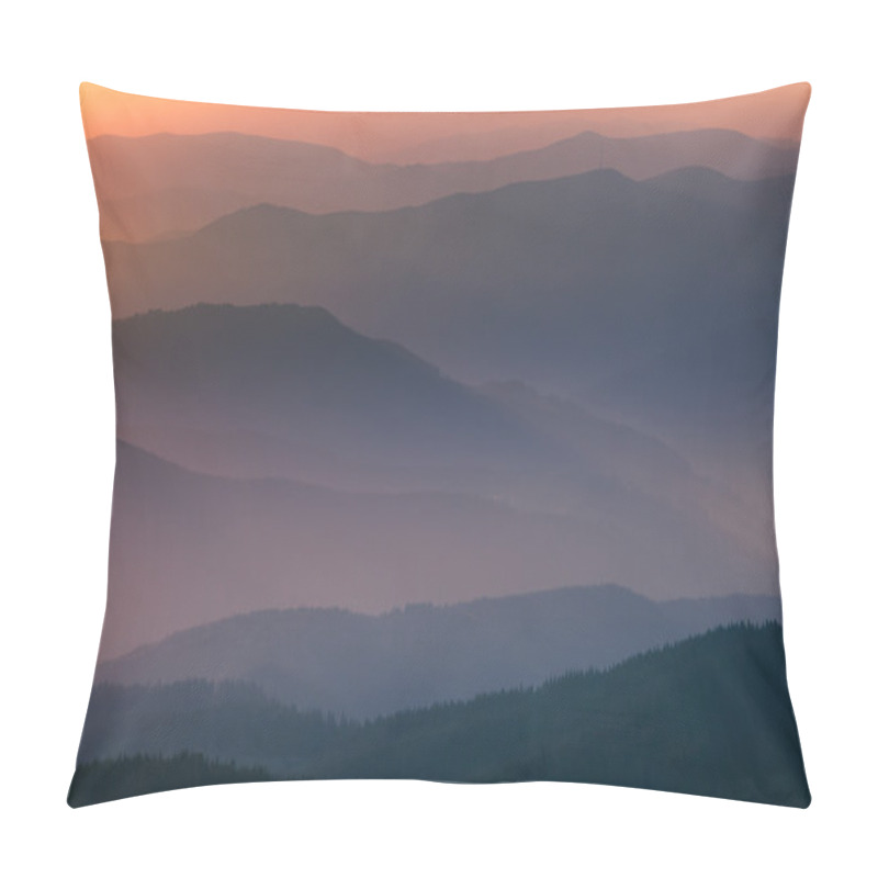 Personality  Distant Mountain Range And Thin Layer Of Clouds On The Valleys Pillow Covers