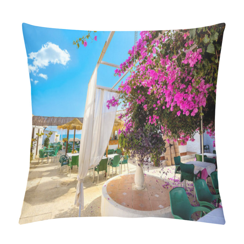 Personality  Courtyard Of Coastal Cafe In Torremolinos Pillow Covers