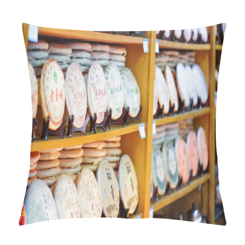 Personality  Rows Of Traditional Chinese Tea On Shelves At Tea Shop, Lijiang Pillow Covers